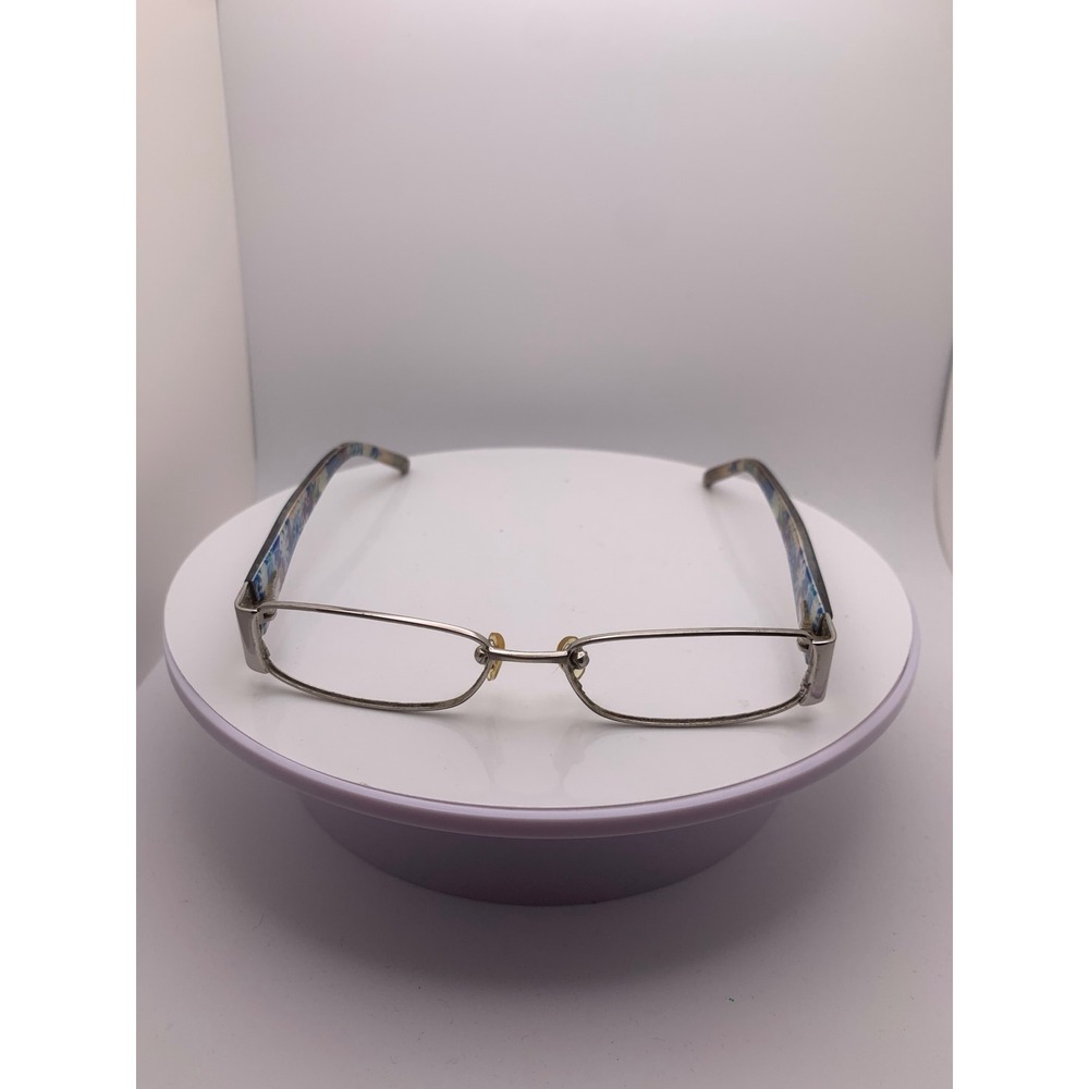 Midnight Bloom Silver Tone Eyeglasses Floral Rhinestone Temples Frames Only